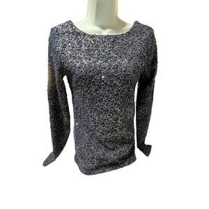 Jennifer Lopez Women's Blue Silver Blouse Shirt Top Size‎ XS